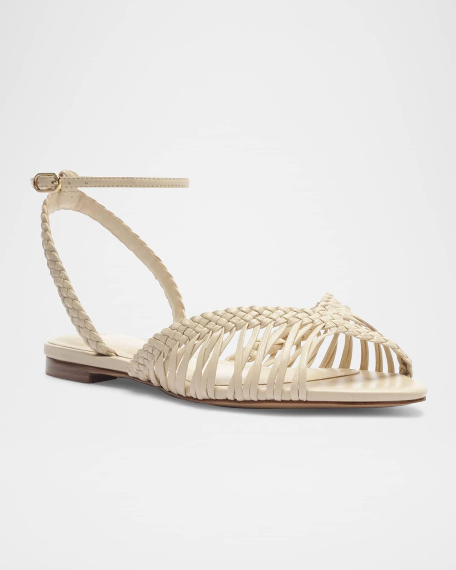 Agatha Braided Leather Flat Sandals  Product Image