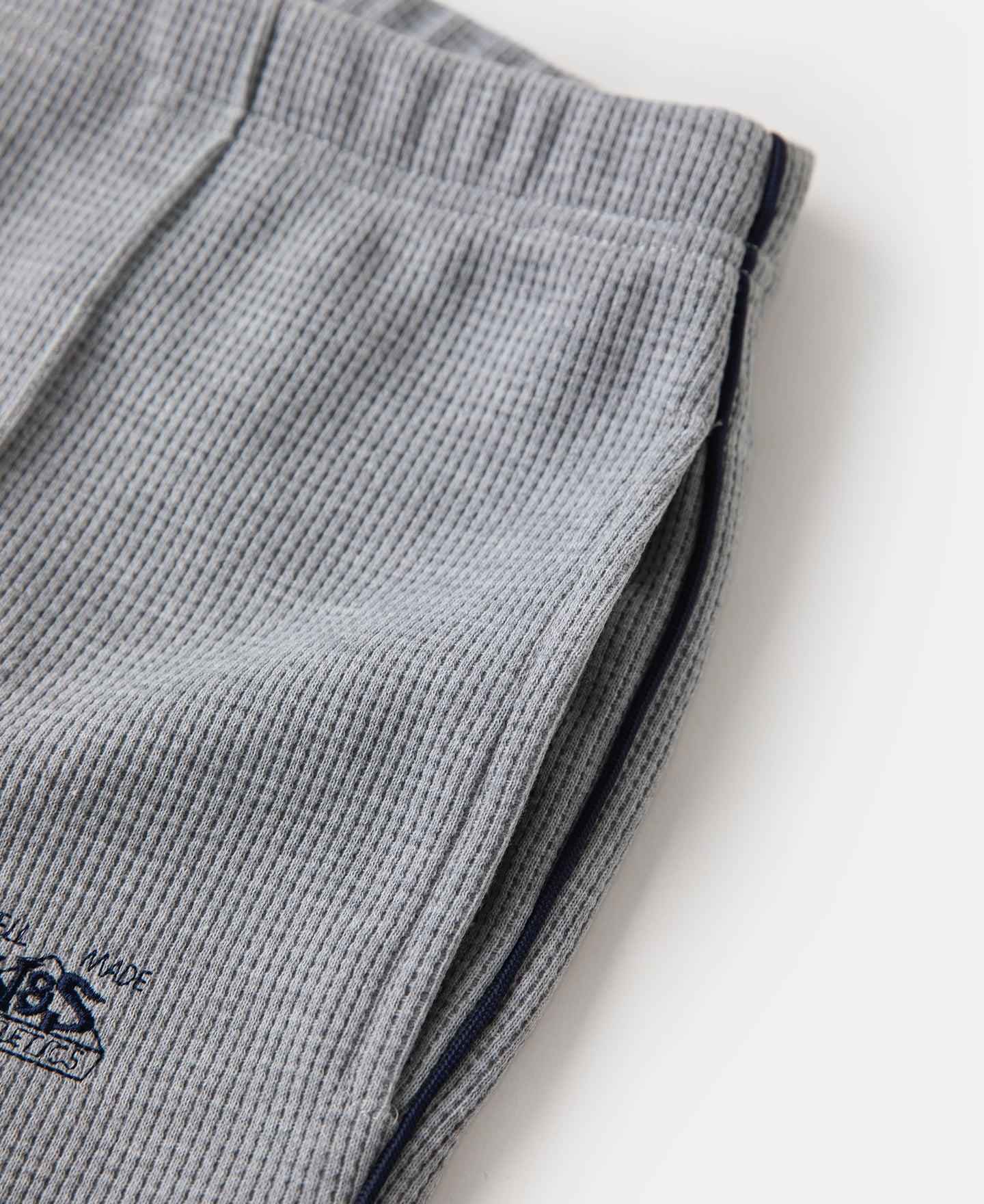 1970s Heavyweight Waffle Knit Jogger Pants - Gray Product Image