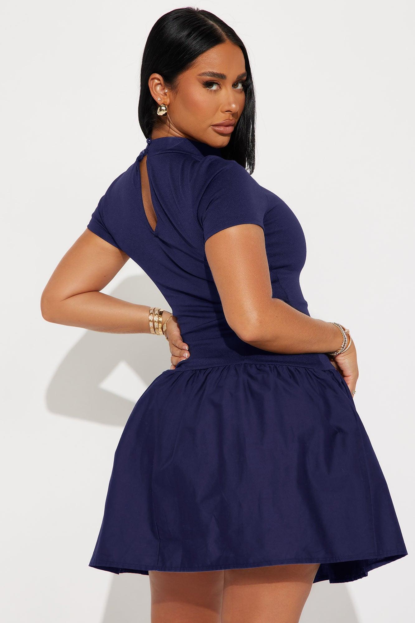 Kennedy Short Sleeve Drop Waist Mini Dress - Chocolate Product Image