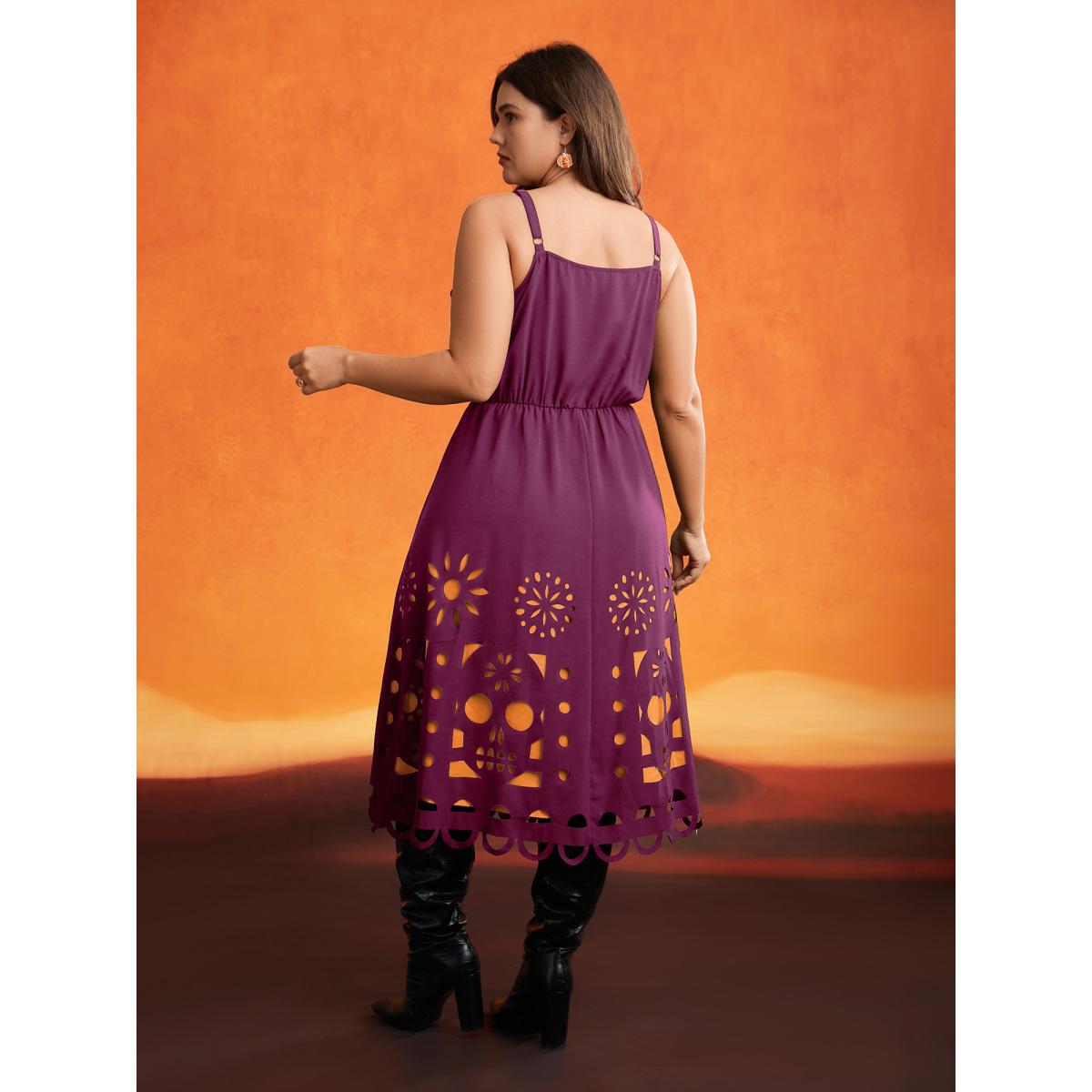 Plus Size Skull Burnout Cami Midi Dress Deeppurplered Women Playful Contrast Party Curvy Bloomchic 22-24/3X Product Image