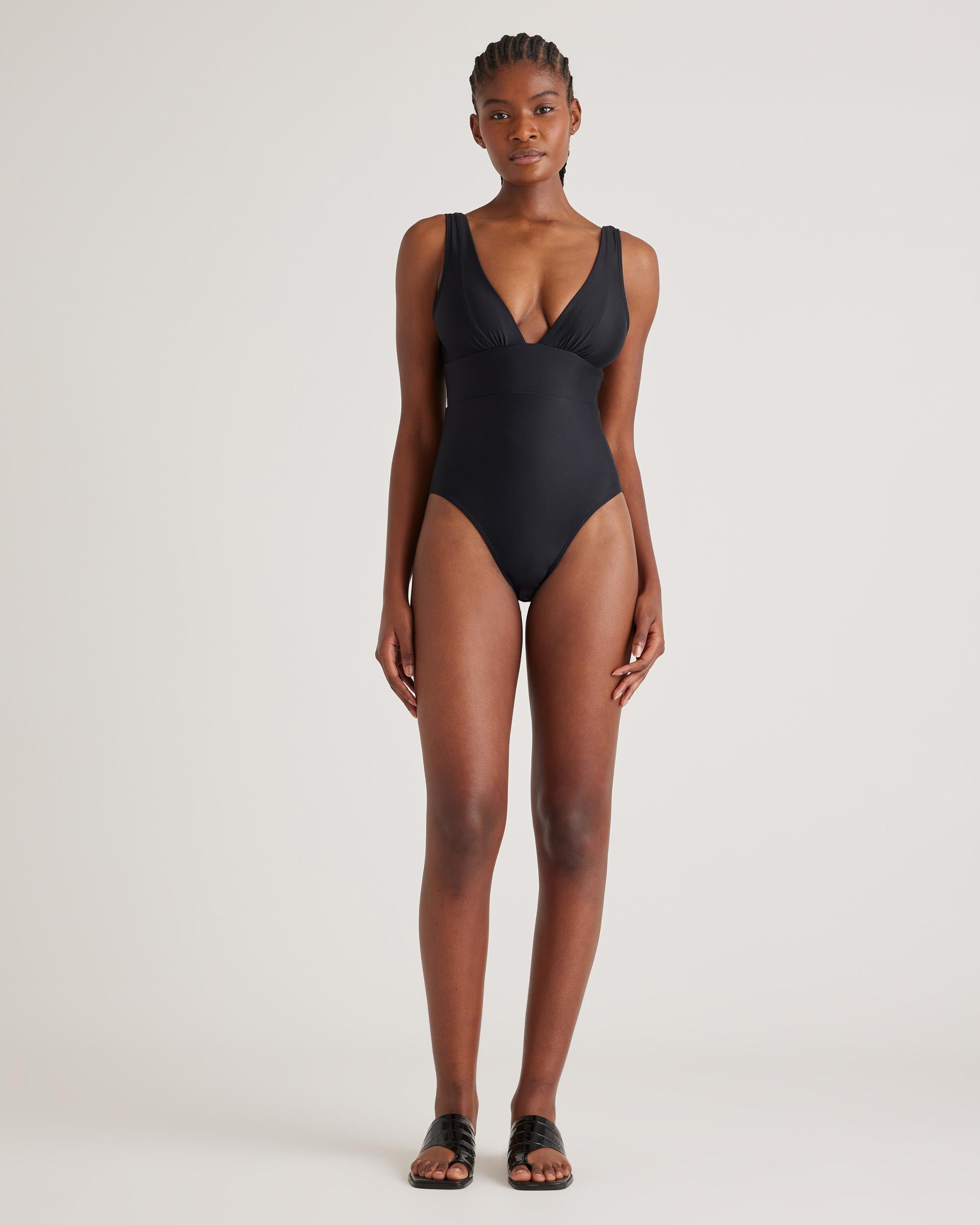 Quince | Women's Italian Plunge One-Piece Swimsuit Size XS, 78% Recycled Polyamide, 22% Spandex Product Image