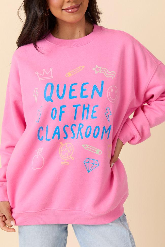 Queen Of The Classroom Pink Graphic Sweatshirt Product Image