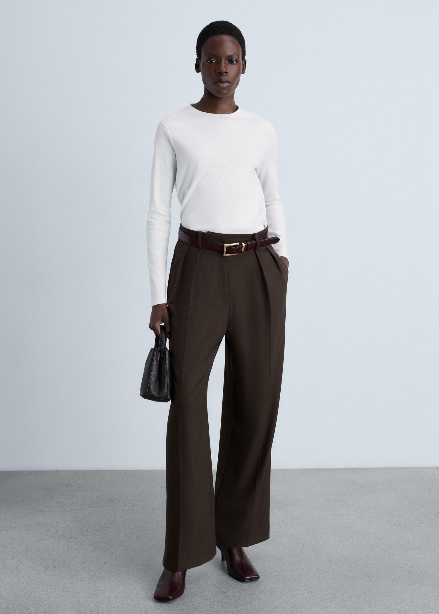 Thin round-neck t-shirt - Women | MANGO USA Product Image