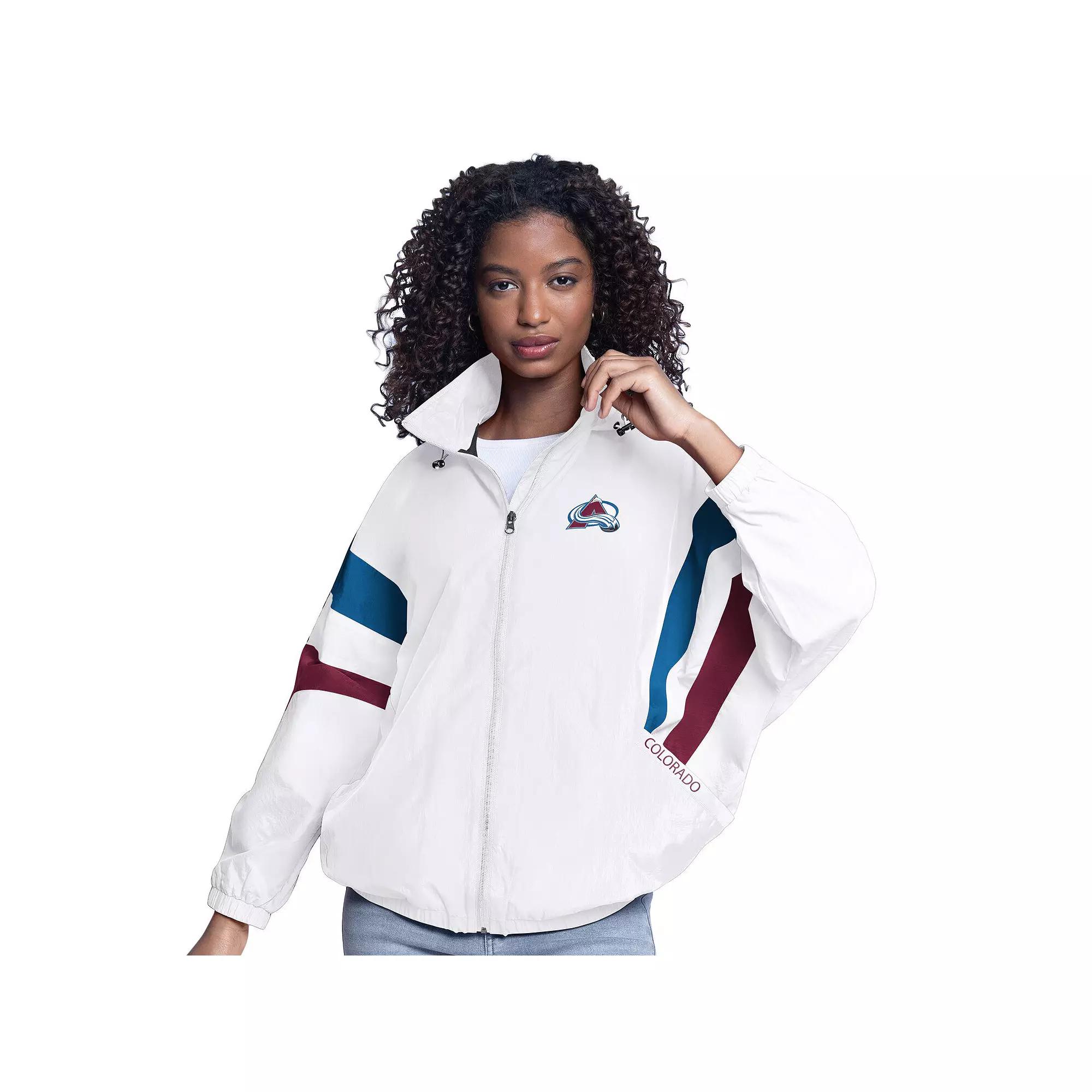 Women's G-III Sports by Carl Banks  White Colorado Avalanche Game News Oversized Full-Zip Hoodie Jacket, Size: Small Product Image