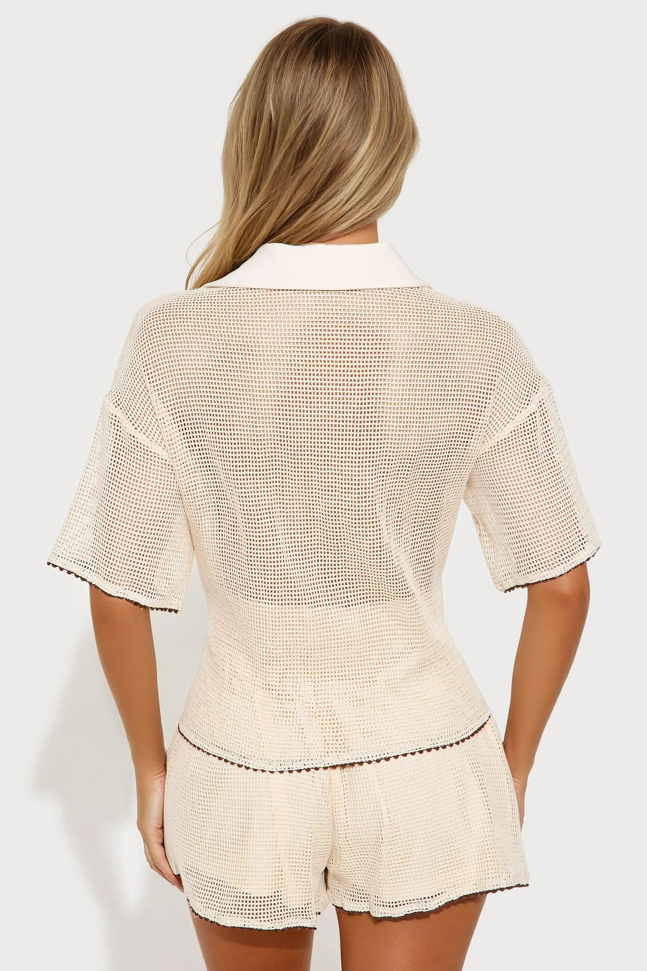 Neutral Vibe Crochet Short Set - Cream/combo Product Image