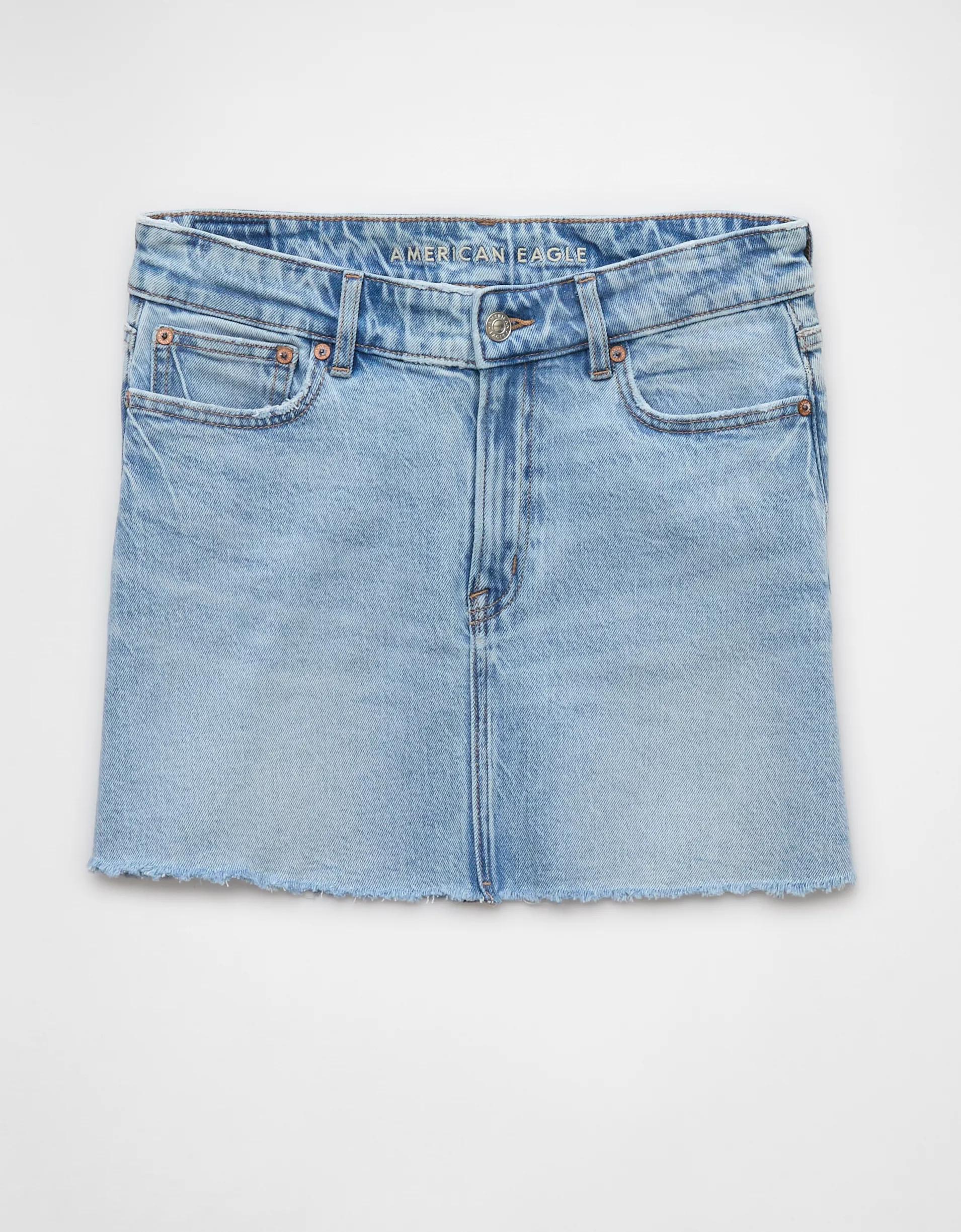 AE Stretch High-Waisted Perfect Denim Mini Skirt Product Image