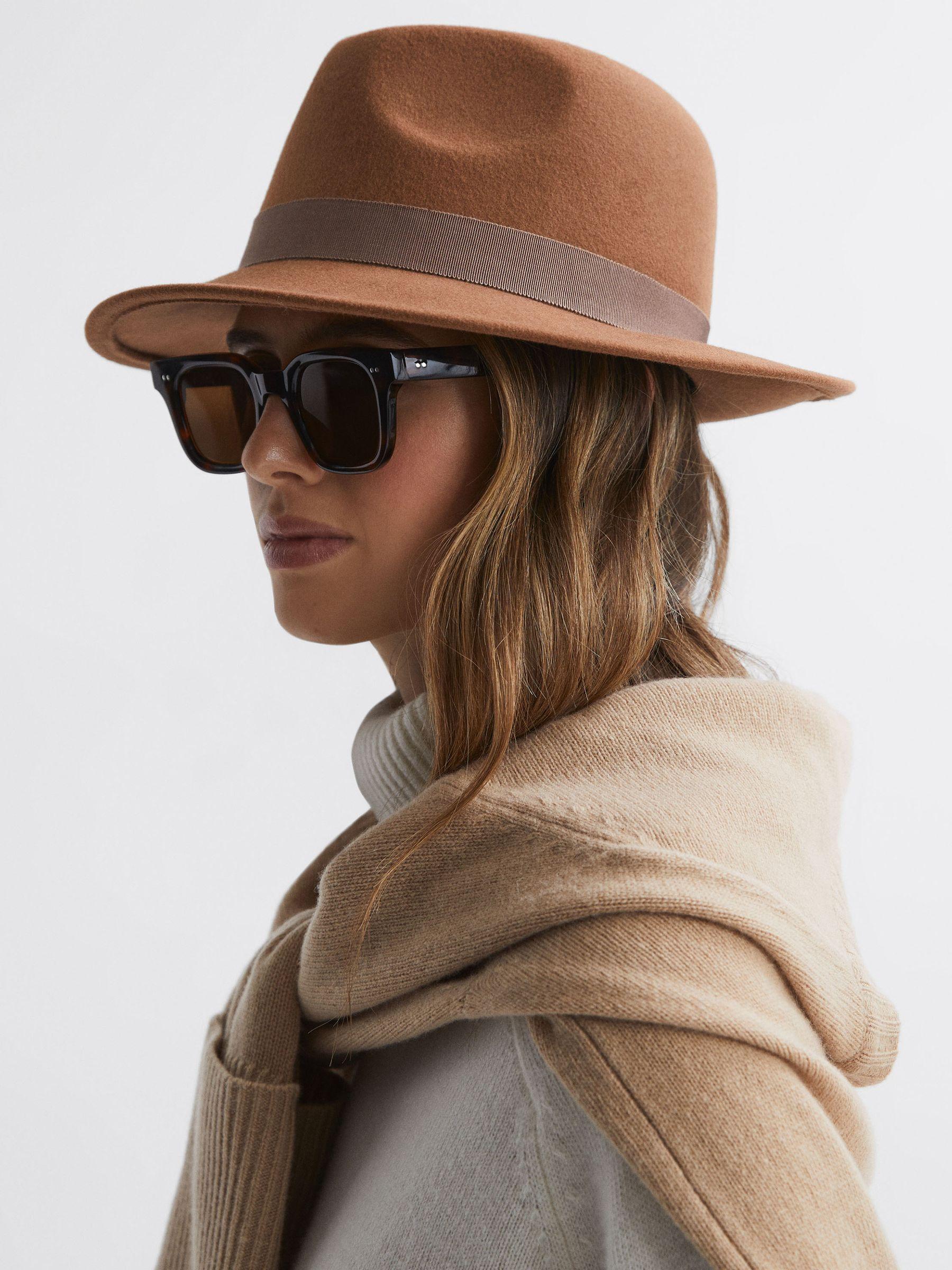 Wool Fedora Hat in Camel Product Image