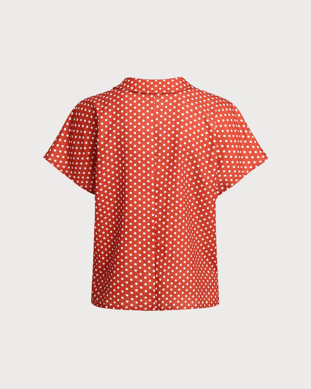Red Polka Dot Button Blouse Product Image