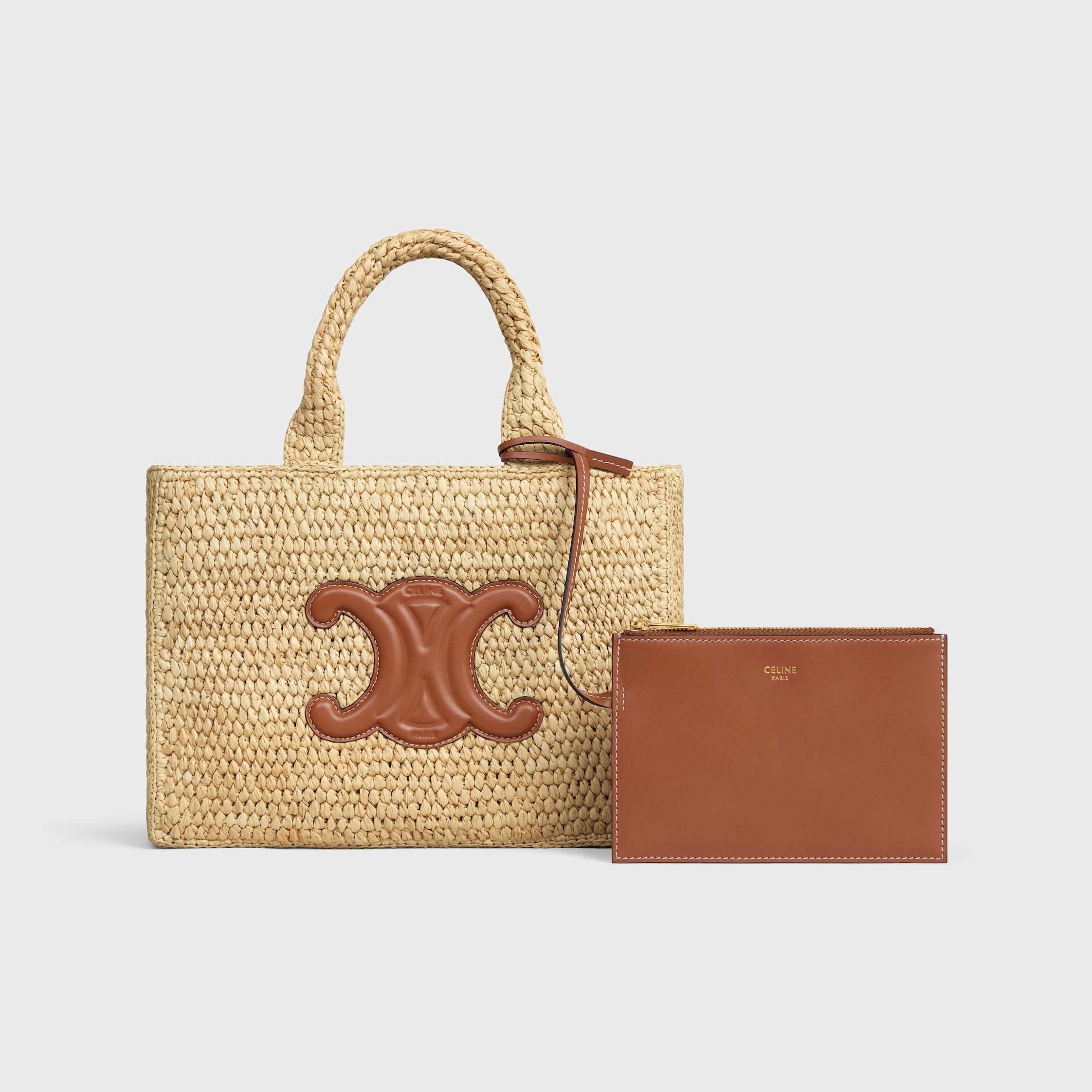 SMALL CABAS THAIS IN Raffia and calfskin Product Image