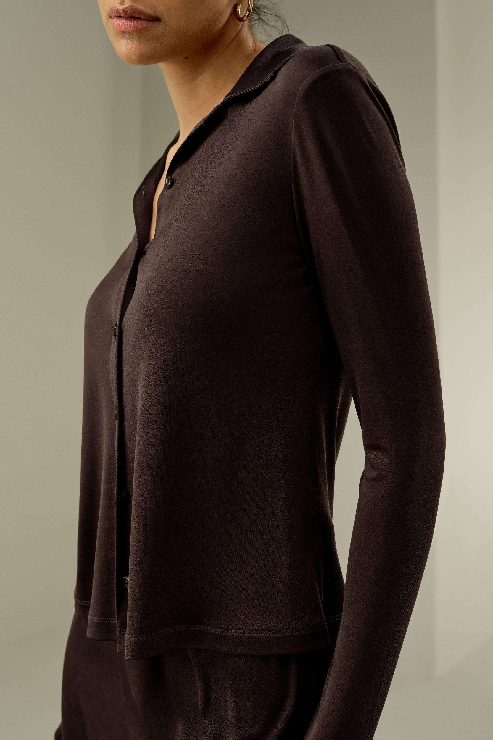 Basic Slim Silk Jersey Shirt Product Image