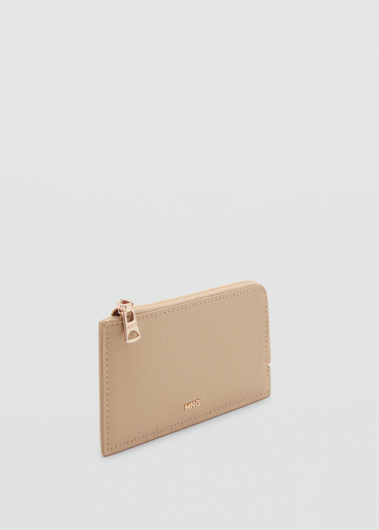 Saffiano-effect card holder with zipper - Women | MANGO USA Product Image