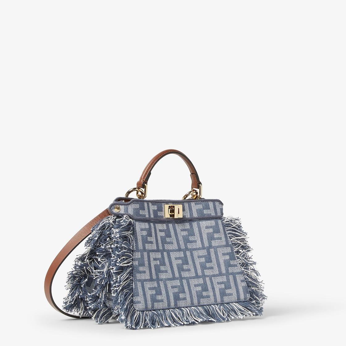 Peekaboo ISeeU PetiteBlue denim-effect FF jacquard bag Product Image