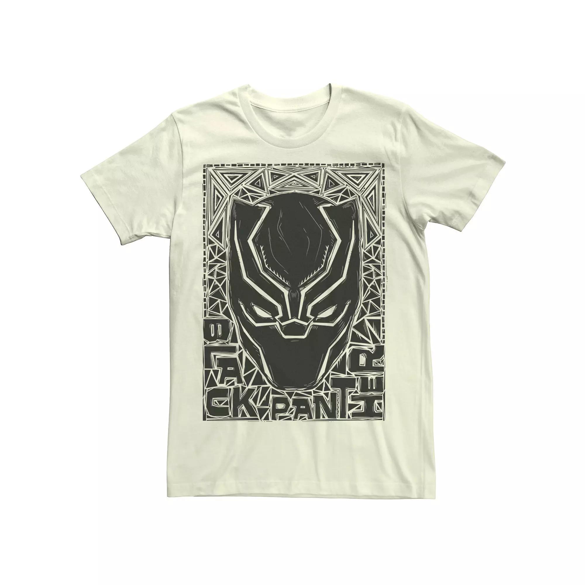 Men's Marvel Black Panther Mask Woodcut Portrait Tee,  Product Image