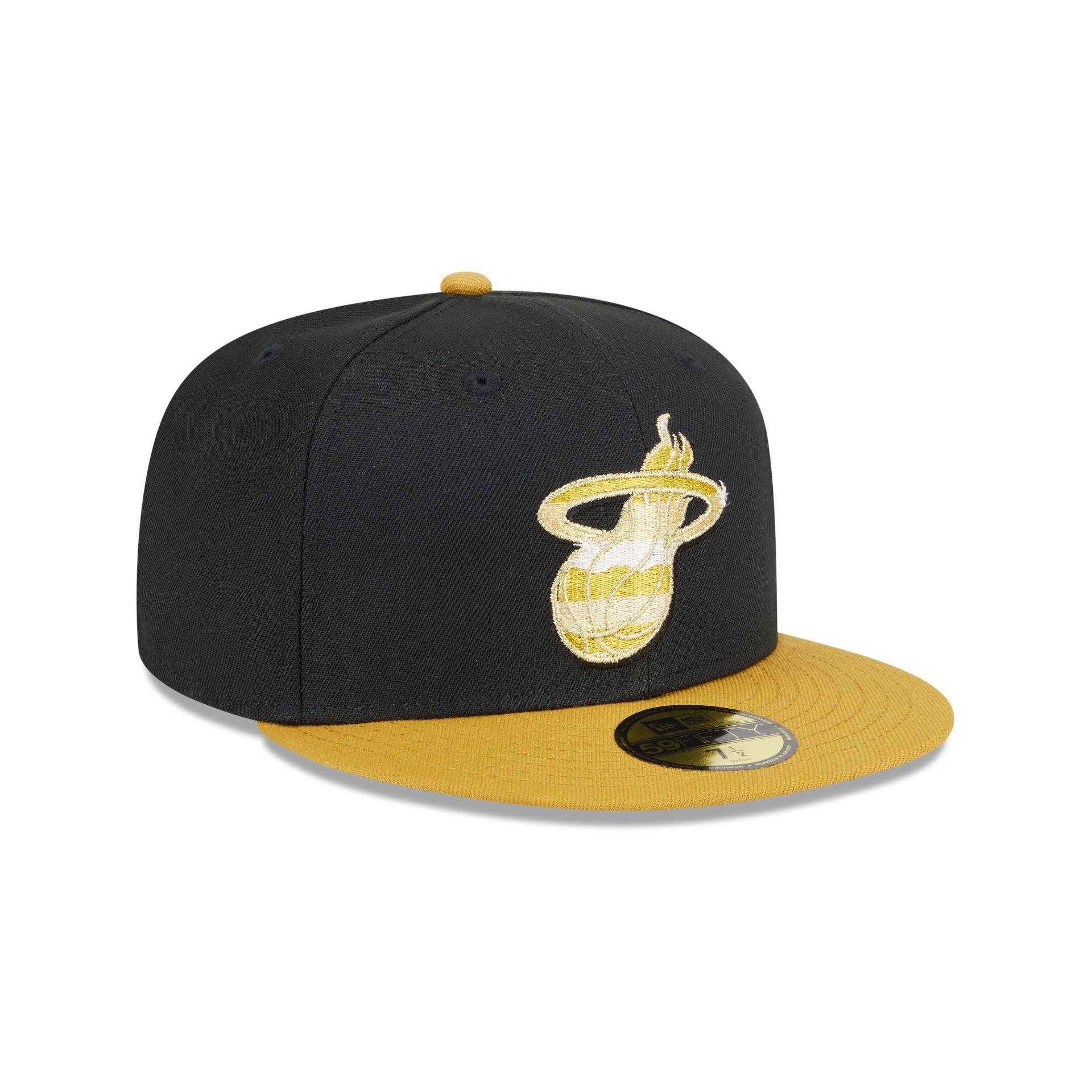 Miami Heat Metallic Gold Logo 59FIFTY Fitted Hat Male Product Image