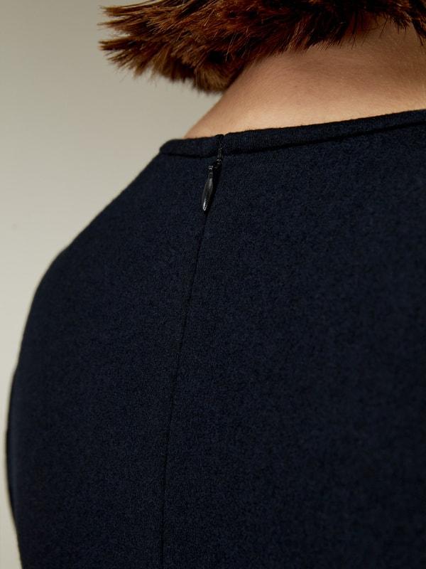 LILYSILK Wool Dress Womens - Navy Blue Merino Wool - Soft Short Sleeve Dress 10 Product Image