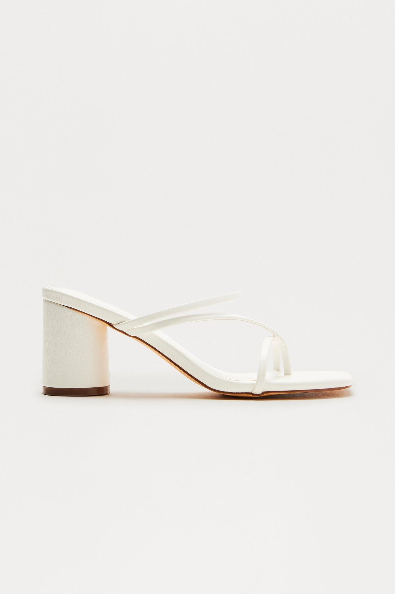 Pristine 3″ Heeled Mules - White Product Image