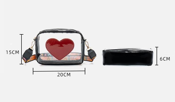Clear PVC Jelly Bag – Fashionable Crossbody Messenger with Heart Patch for Women Product Image