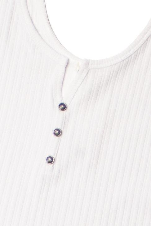 Extended Sizes White Notch Henley Tank Product Image