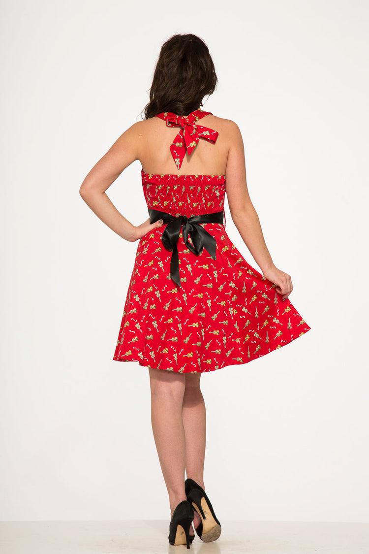 Red Violin Halter Swing Dress Product Image
