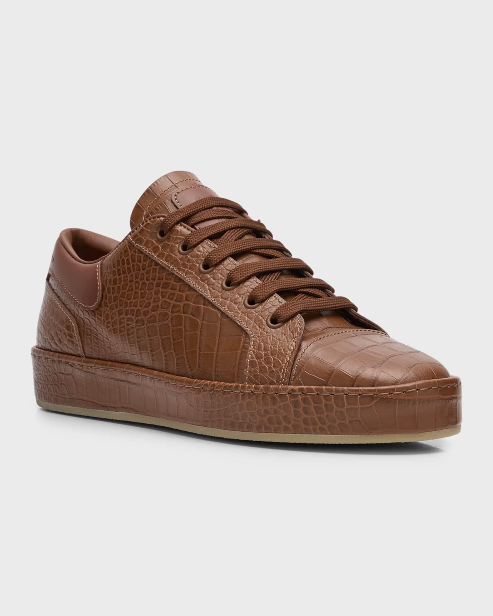Men's Brazileiro Croc-Effect Leather Low-Top Sneakers Product Image