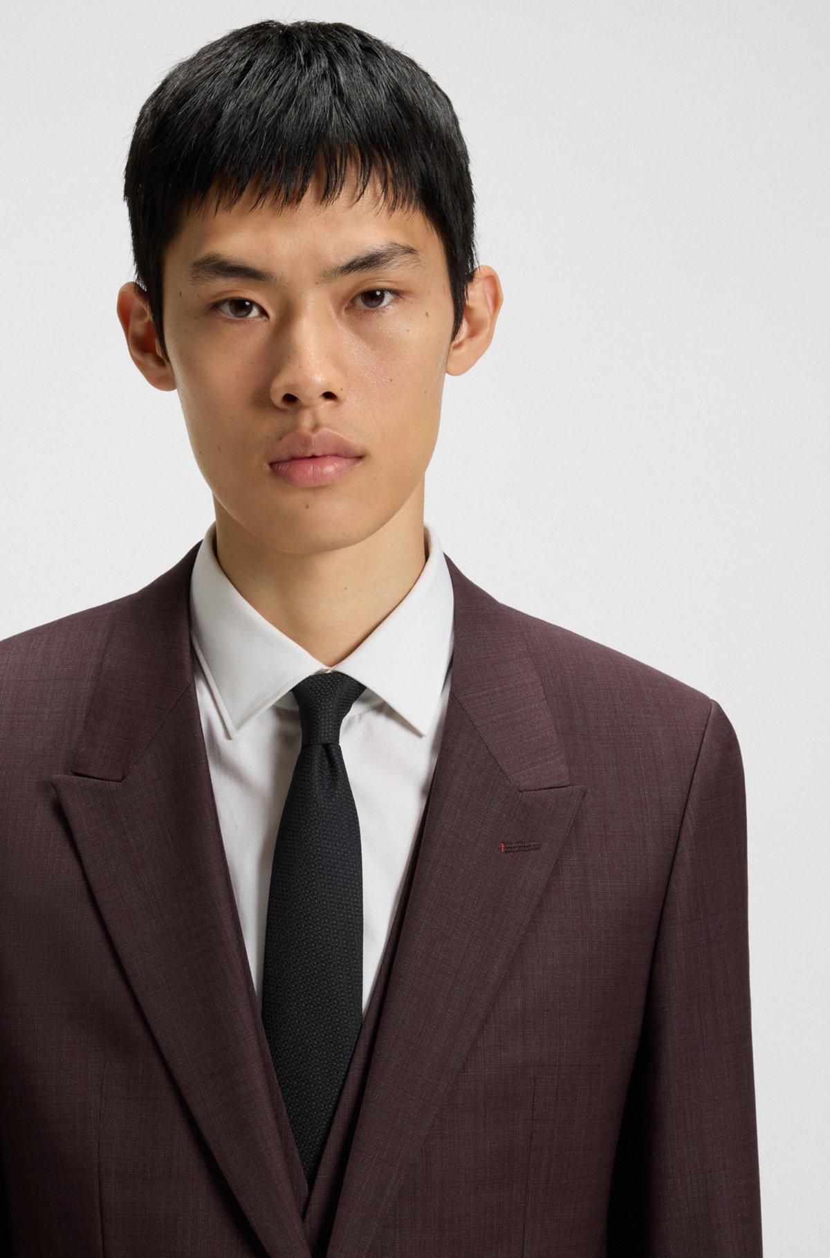 Slim-fit three-piece suit in checked stretch fabric Product Image