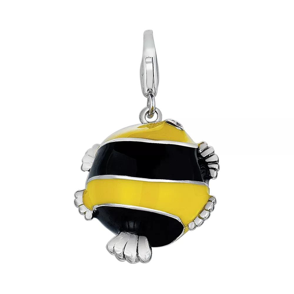 Sterling Silver White Topaz Blowfish Charm, Women's Product Image