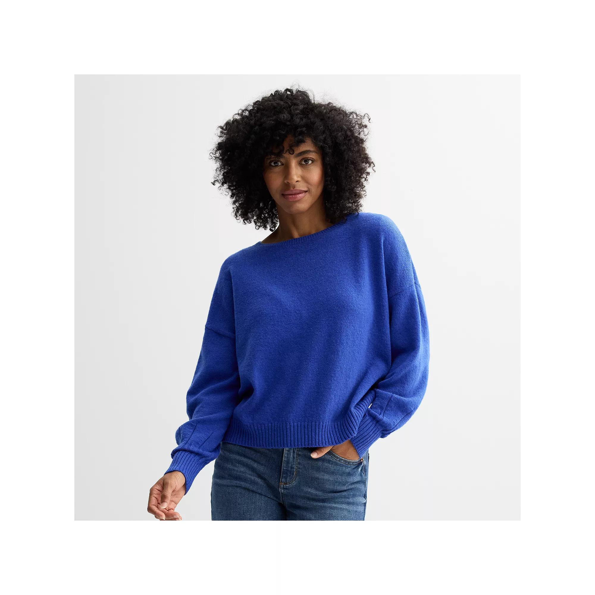 Petite Sonoma Goods For Life® Balloon Sleeve Sweater, Women's, Size: Large Petite, Blue Product Image