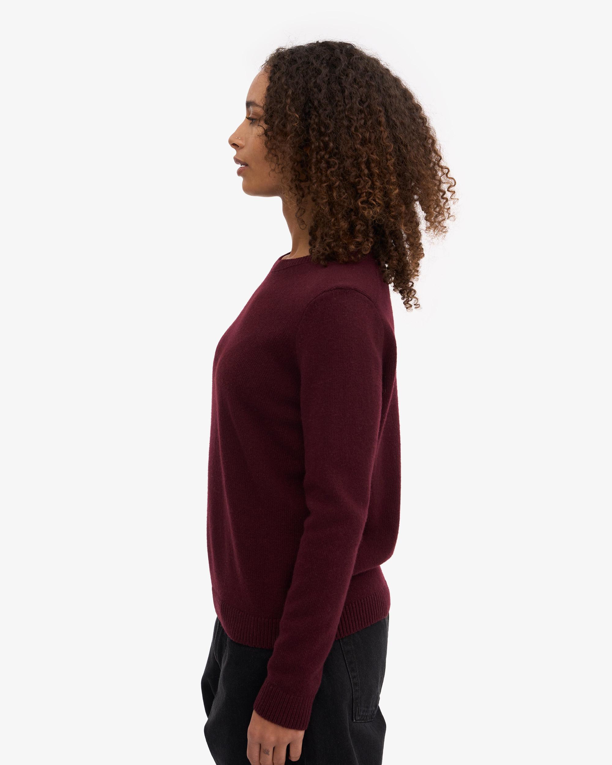 Women Classic Merino Wool Crew - Oxblood Red Product Image