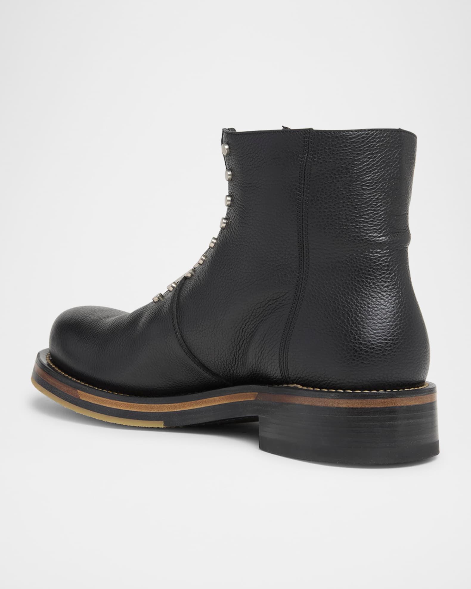 Men's Grained Leather Zip-Up Boots Product Image