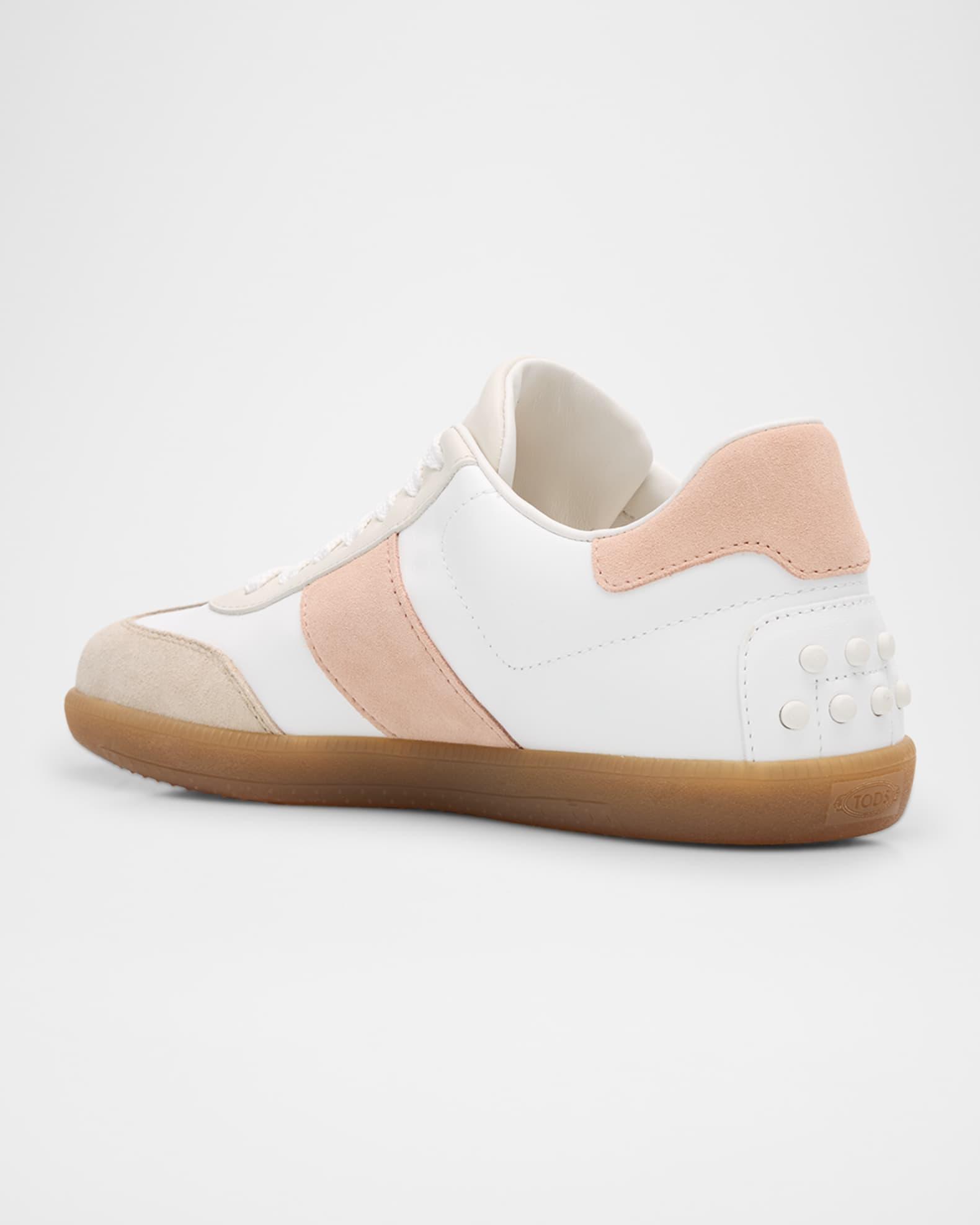 Mixed Leather Low-Top Sneakers Product Image