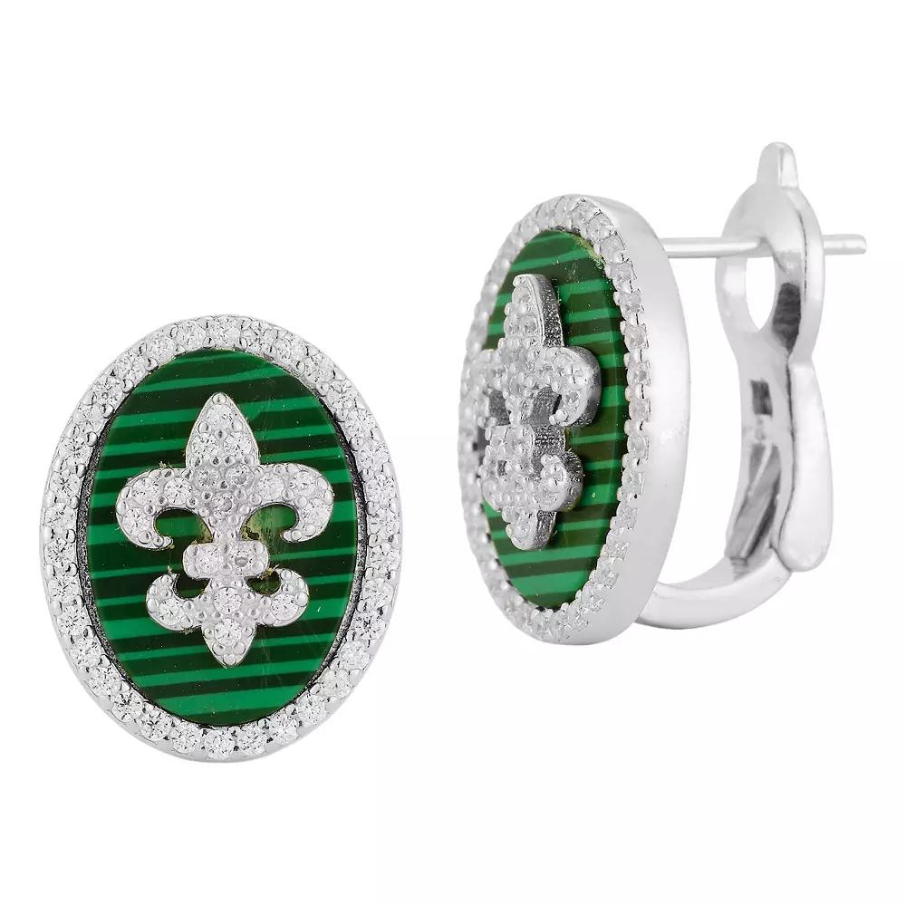Sunkissed Sterling Cubic Zirconia & Green Malachite Earrings, Women's, Silver Tone Product Image
