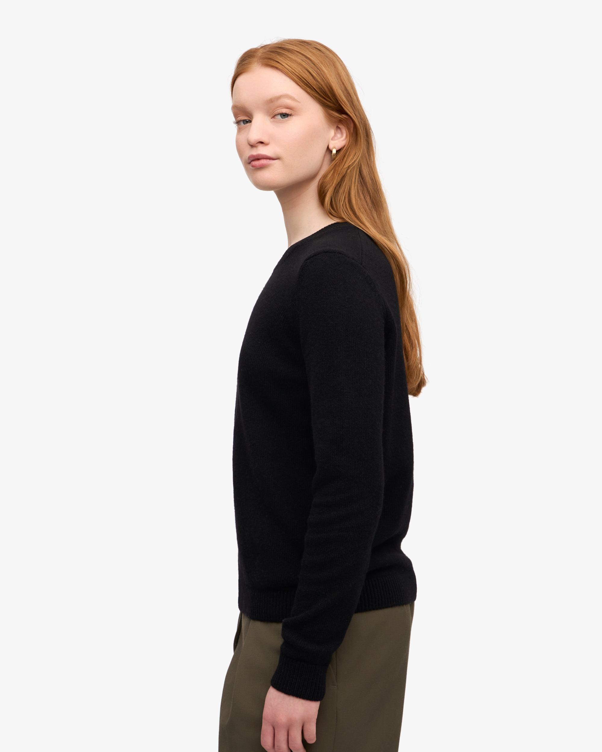 Women Classic Merino Wool Crew - Deep Black Product Image