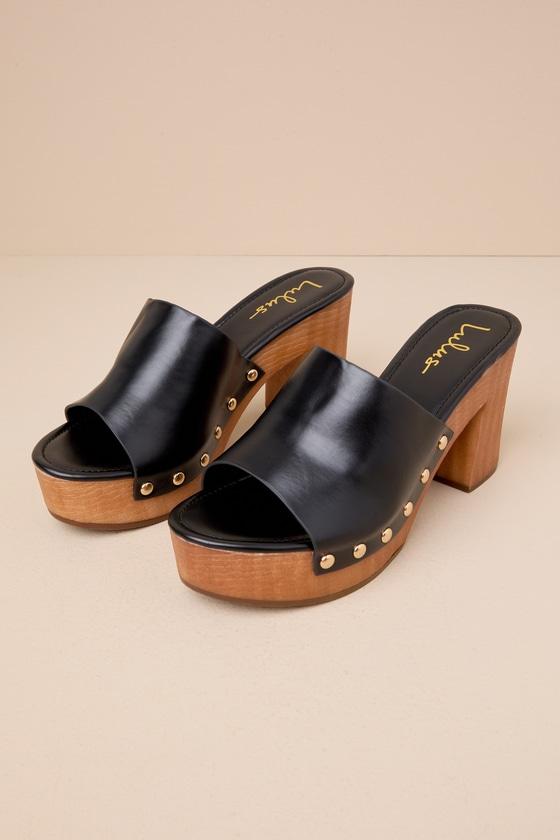 Jaylani Black Platform Mule Sandals Product Image