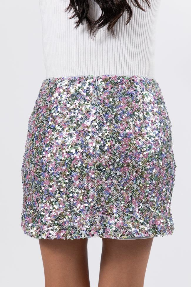 Fairy Lights Silver Multi Sequin Mini Skirt FINAL SALE Product Image