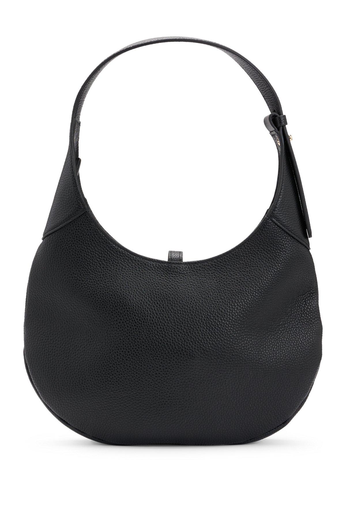 Pebbled-leather hobo bag with golden hardware Product Image