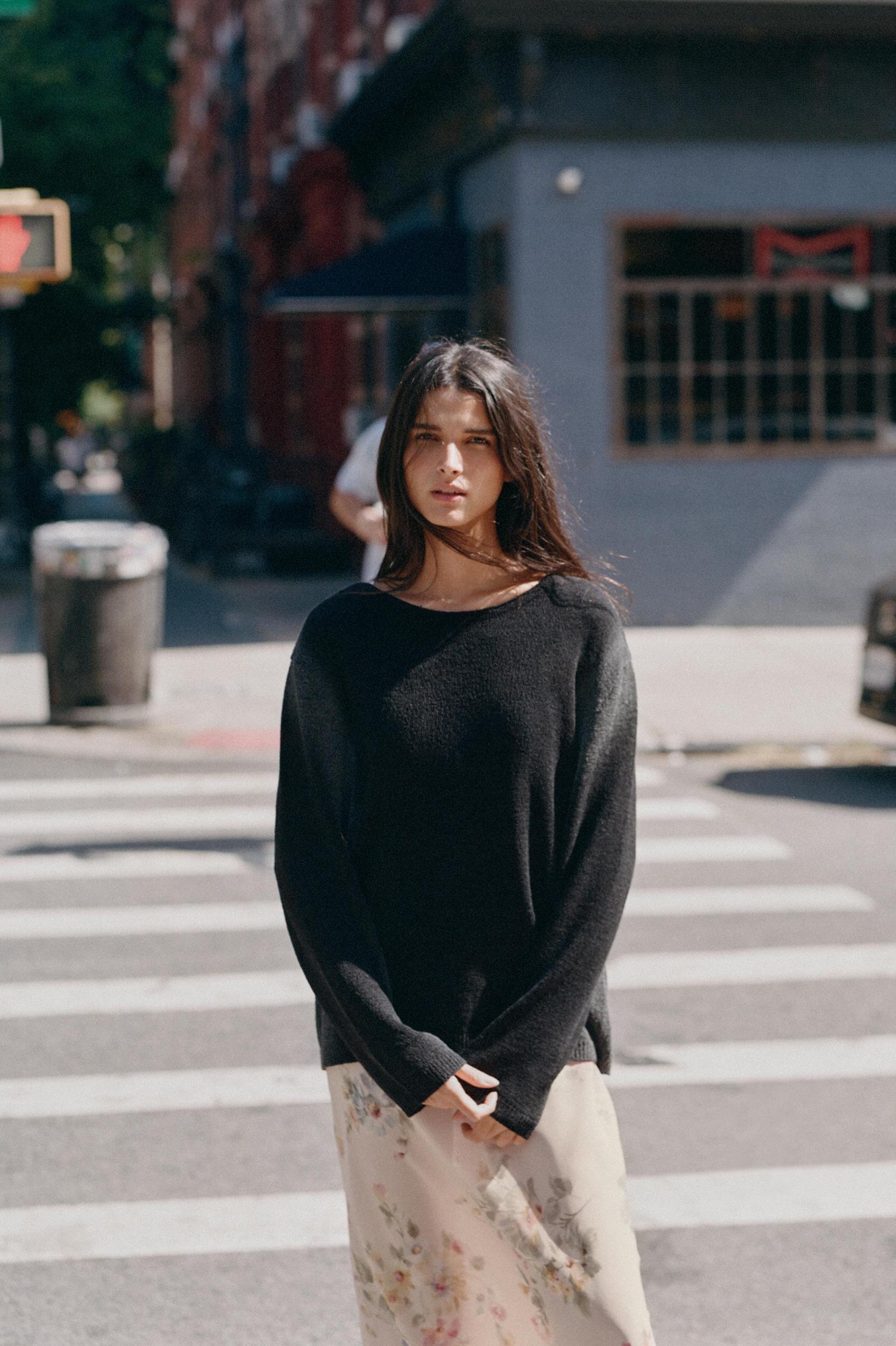 FADED PRINT KNIT SWEATER Product Image