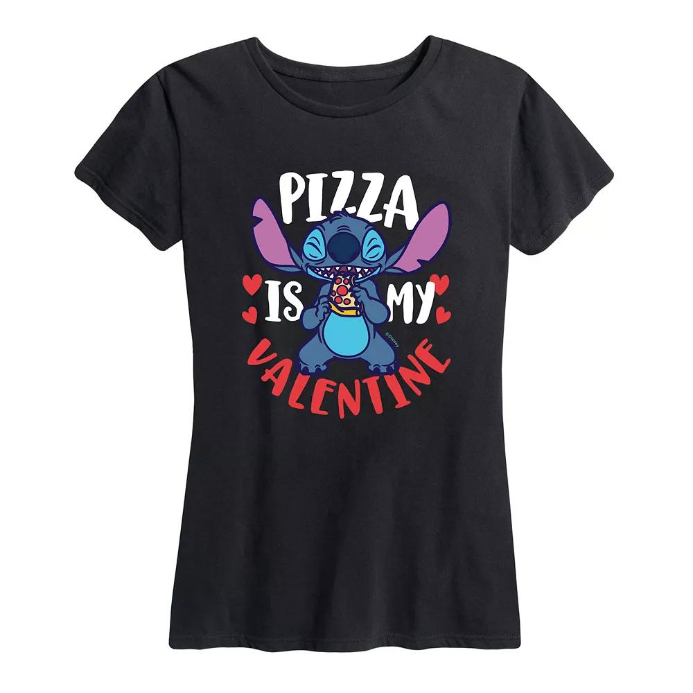 Disney's Lilo & Stitch Women's Pizza Valentine Graphic Tee,  Product Image