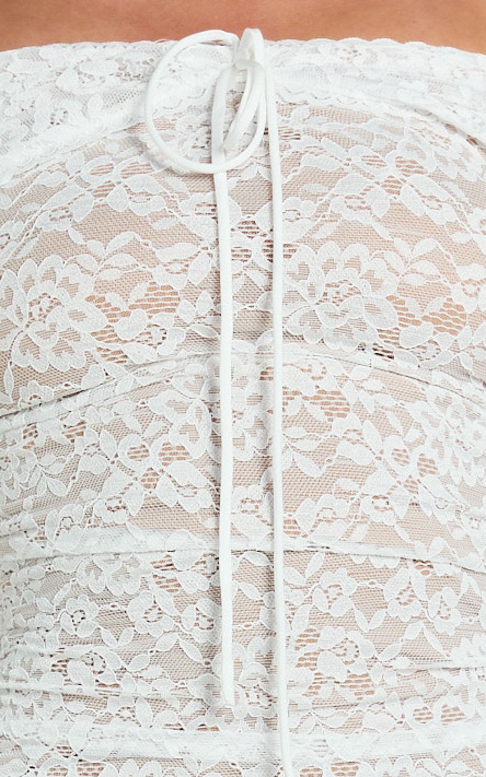 Marielle Mini Dress - Lace Off Shoulder Bodycon Dress in Ivory Product Image