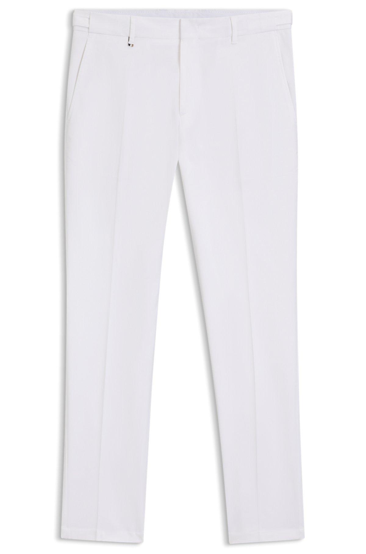 BOSS - Formal trousers in comfort-stretch cotton - White Product Image