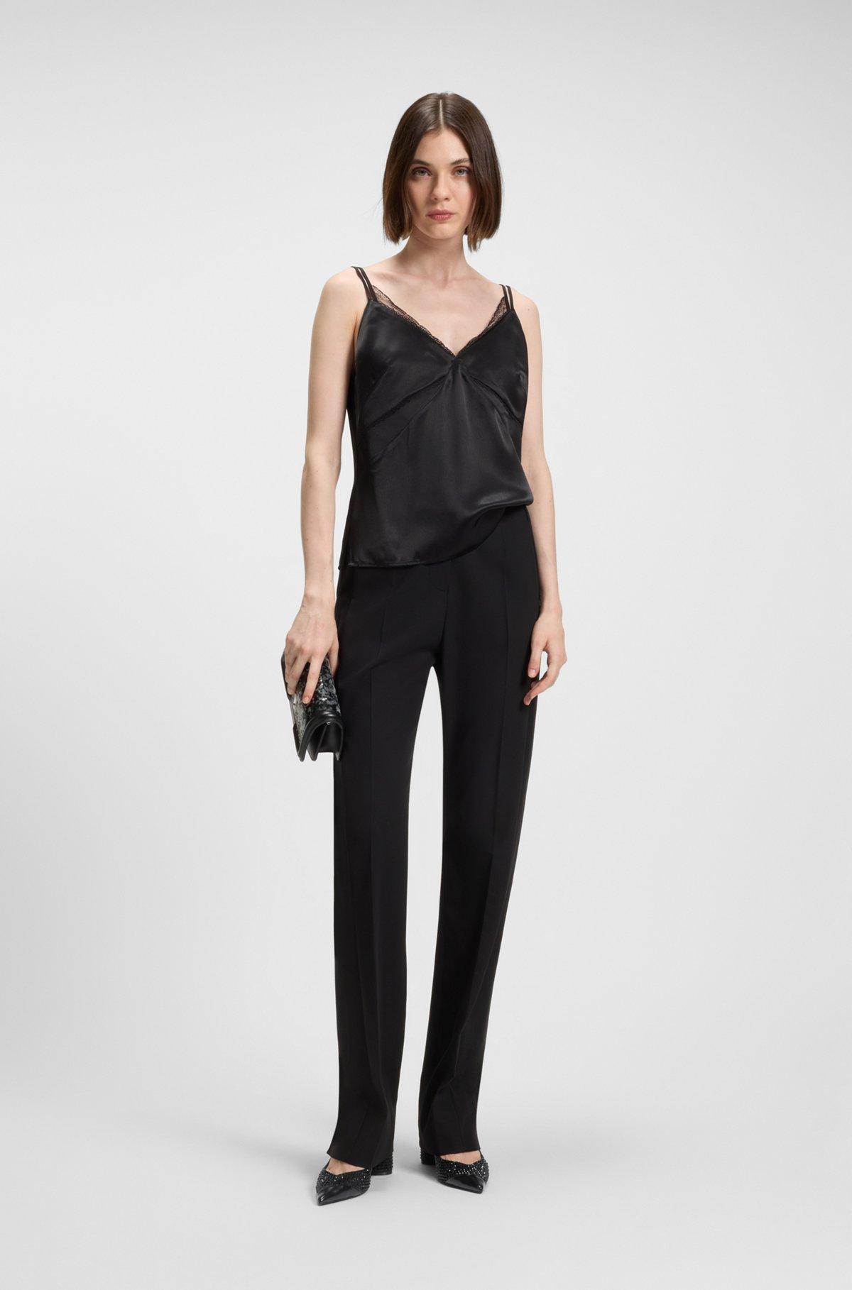 Satin pumps with rhinestones with 7cm heel Product Image