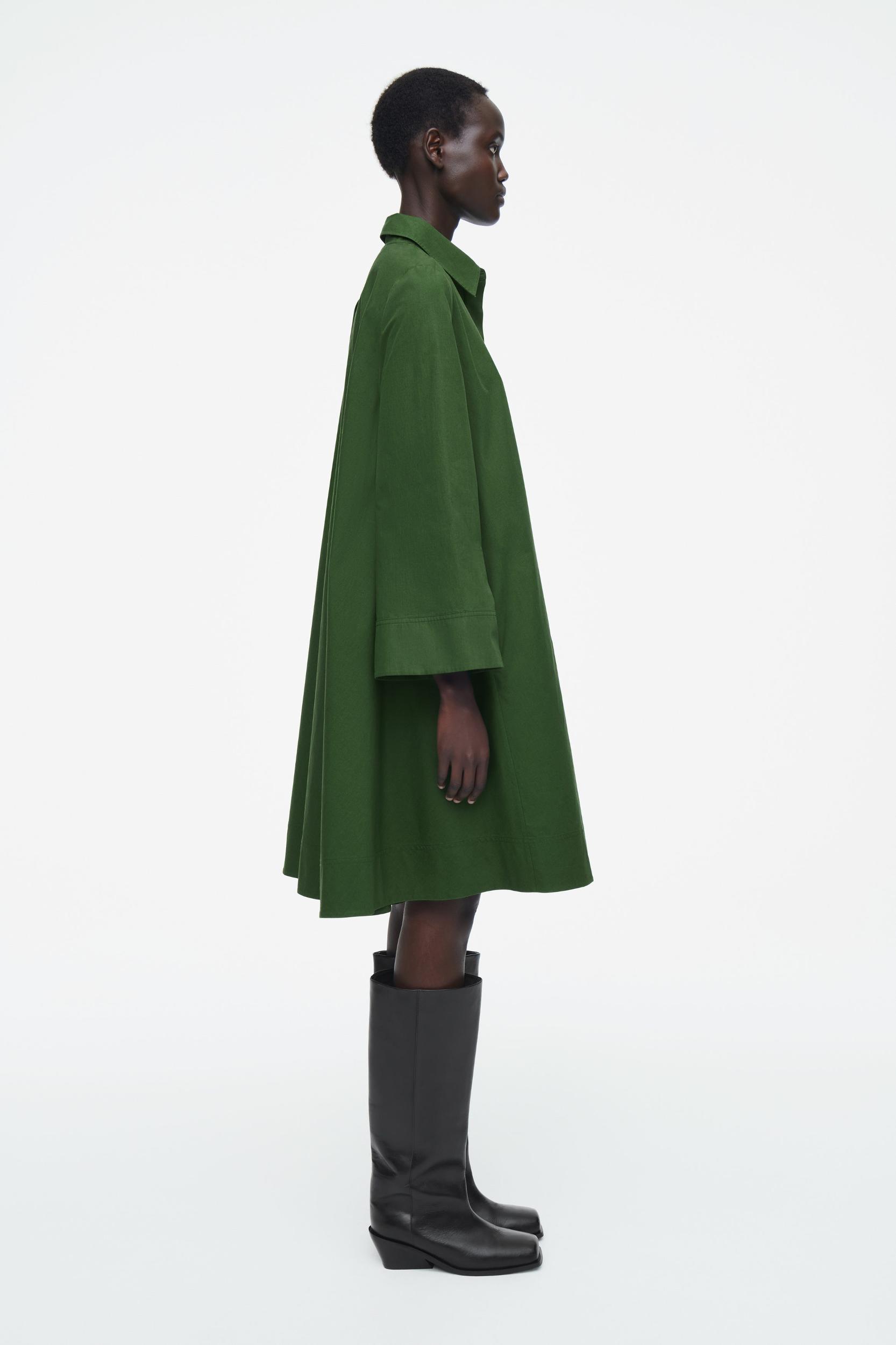 LONG-SLEEVED A-LINE SHIRT DRESS Product Image