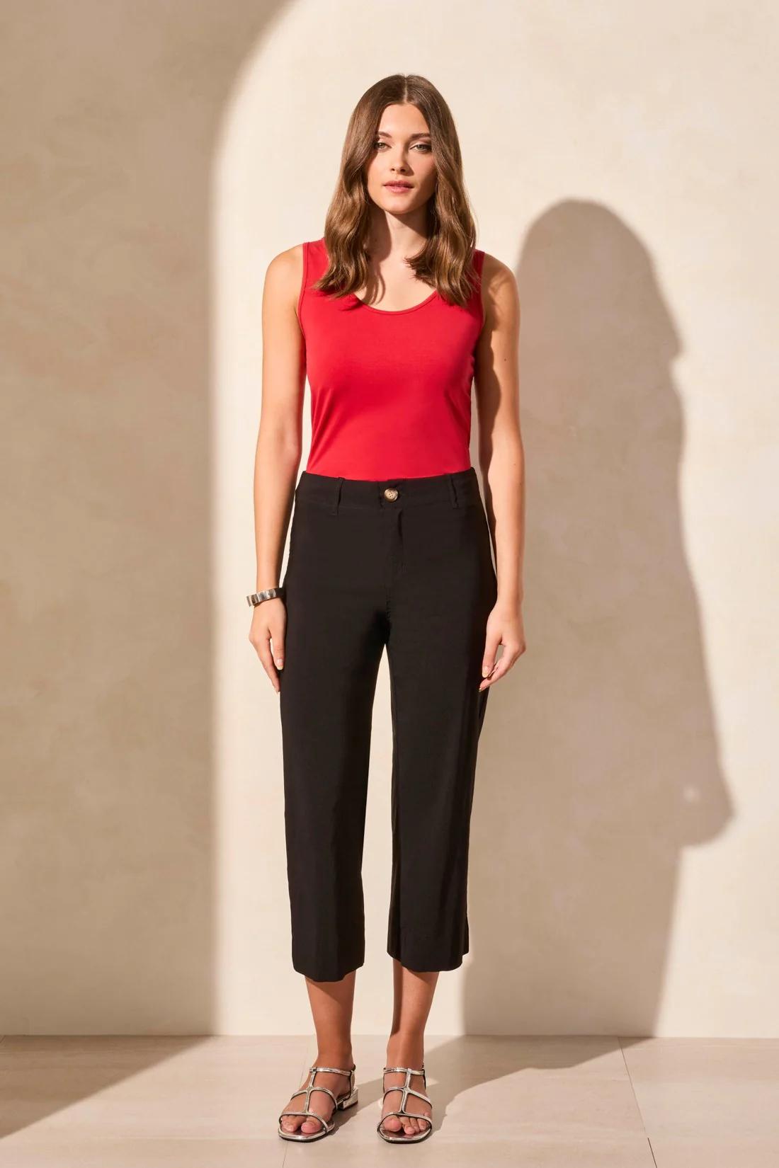 Flowy High Rise Twill Capri Pant Product Image