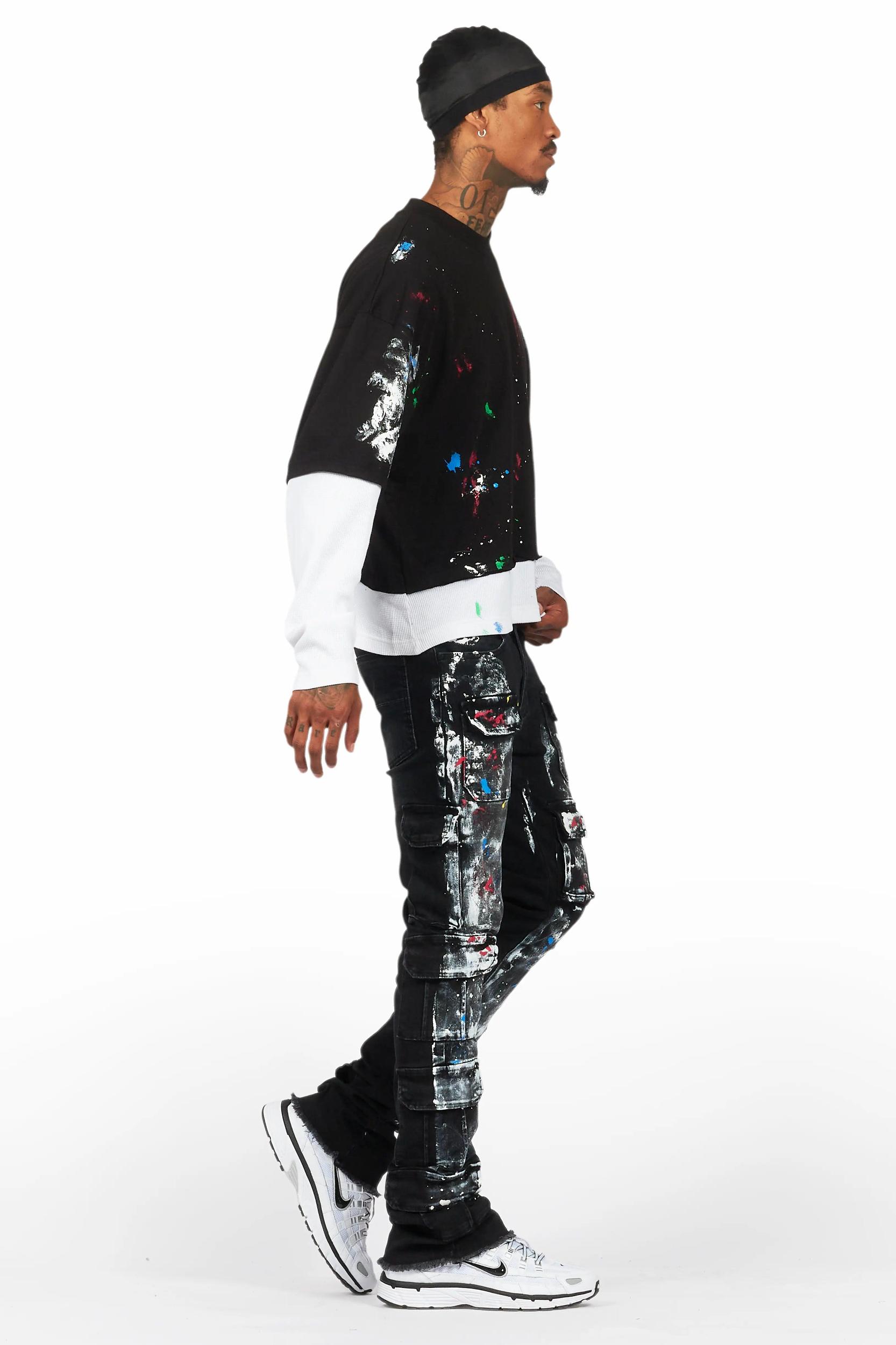 Farrow Black Painter Double Layer T-Shirt/Stacked Flare Jean Bundle Male Product Image