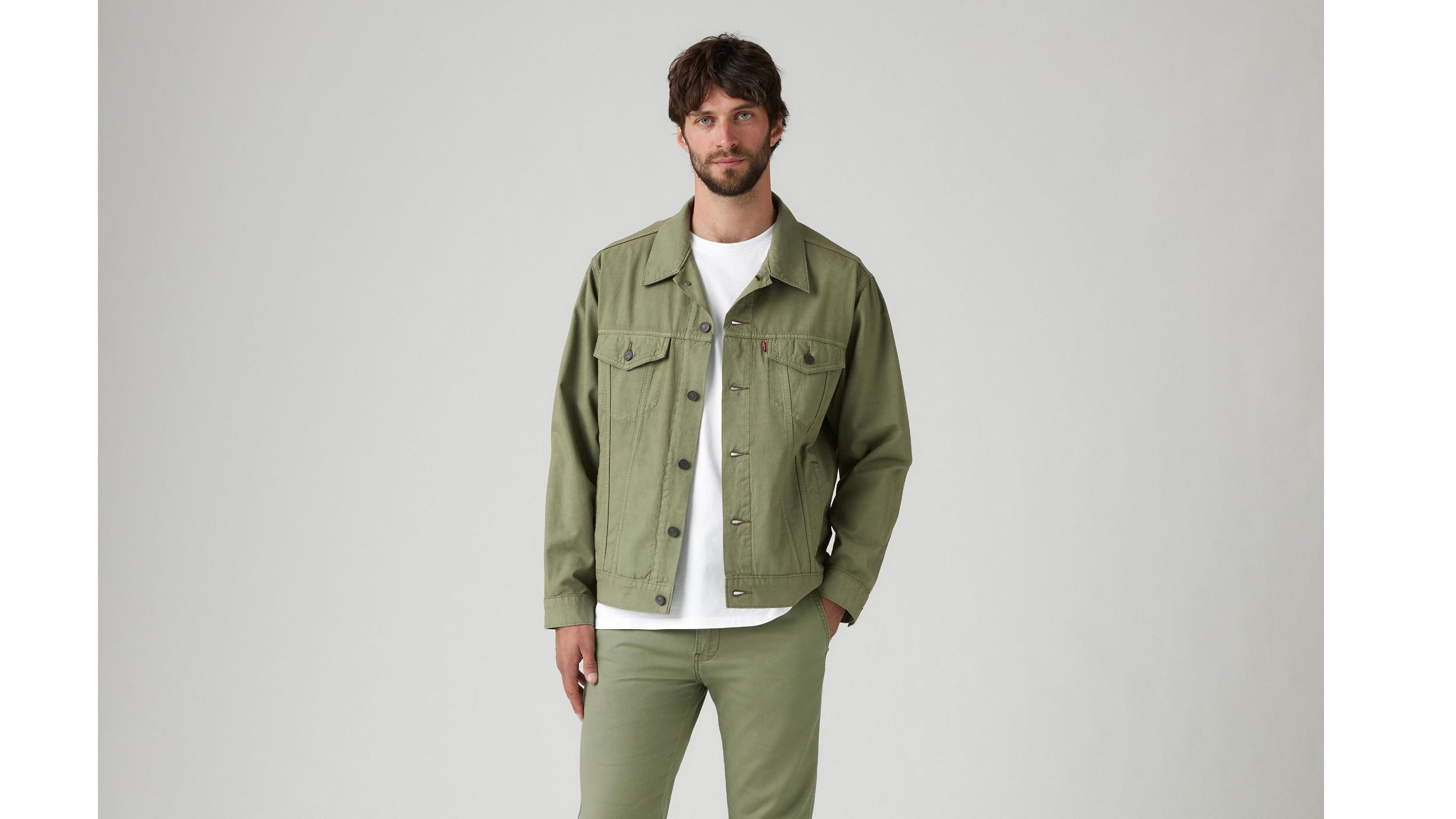 Relaxed Fit Cotton Linen Trucker Jacket Product Image