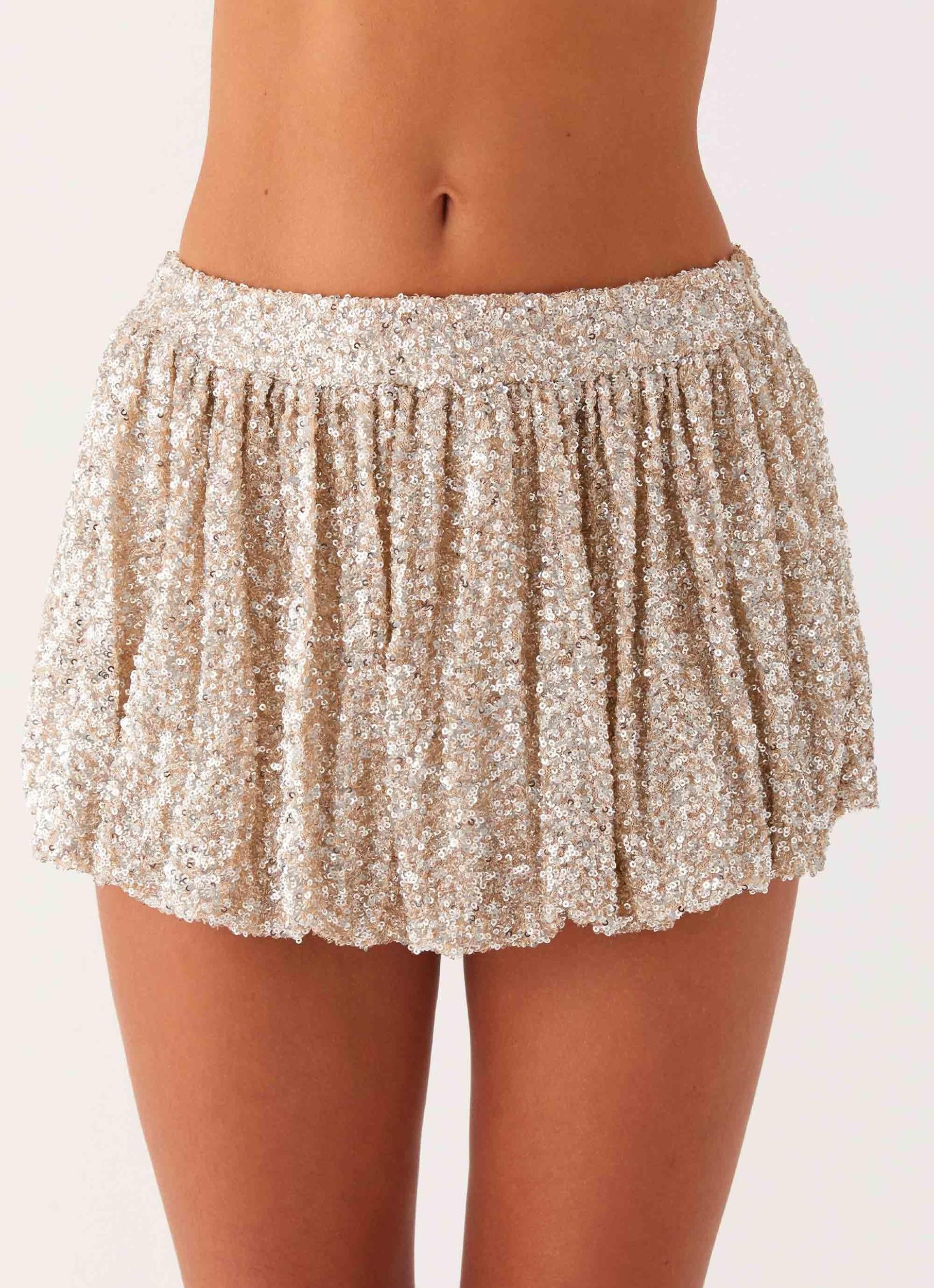 All Star Bubble Mini Skirt - Silver Product Image