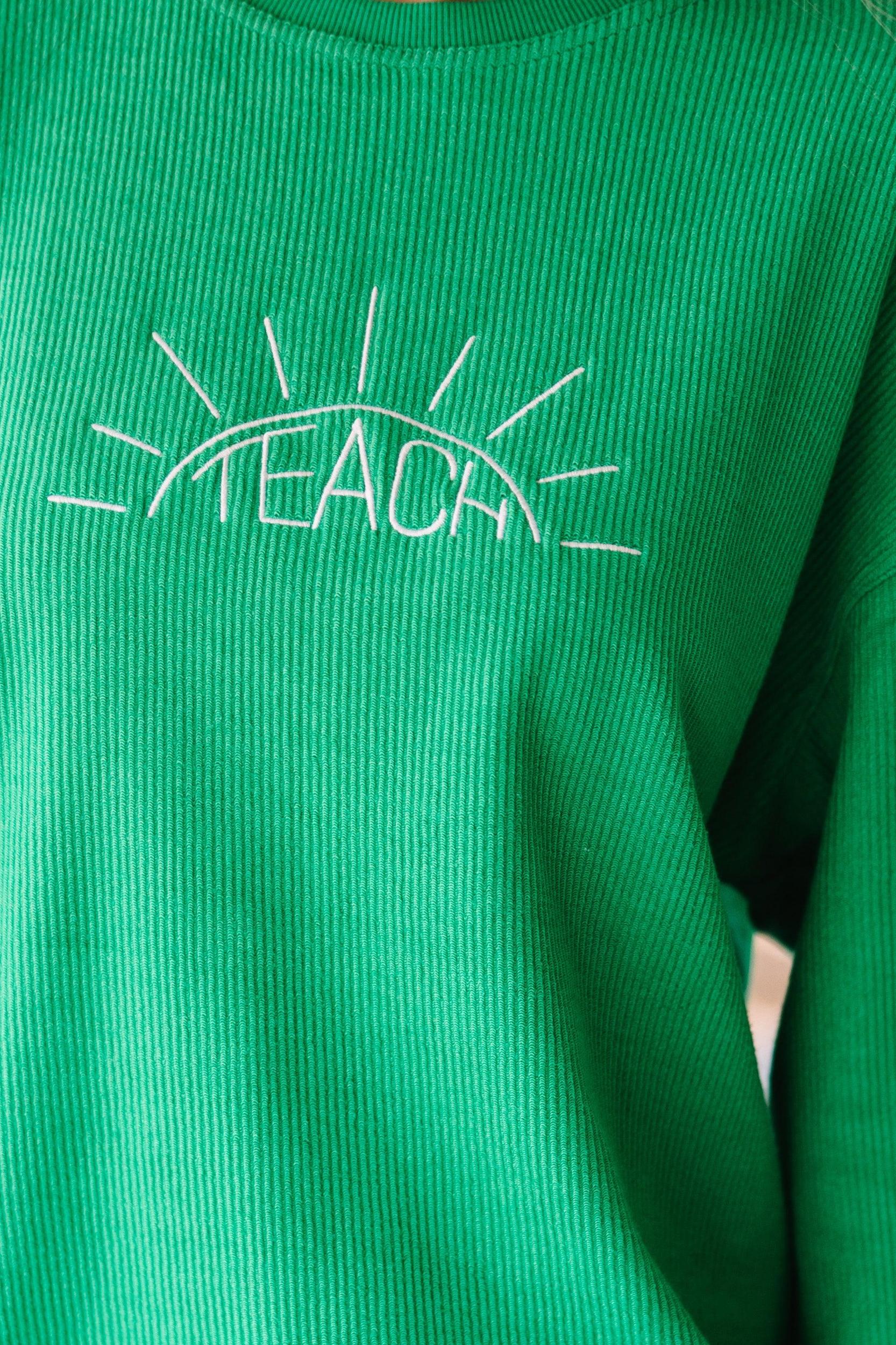 Get Together Kelly Green Corded Sweatshirt Female Product Image