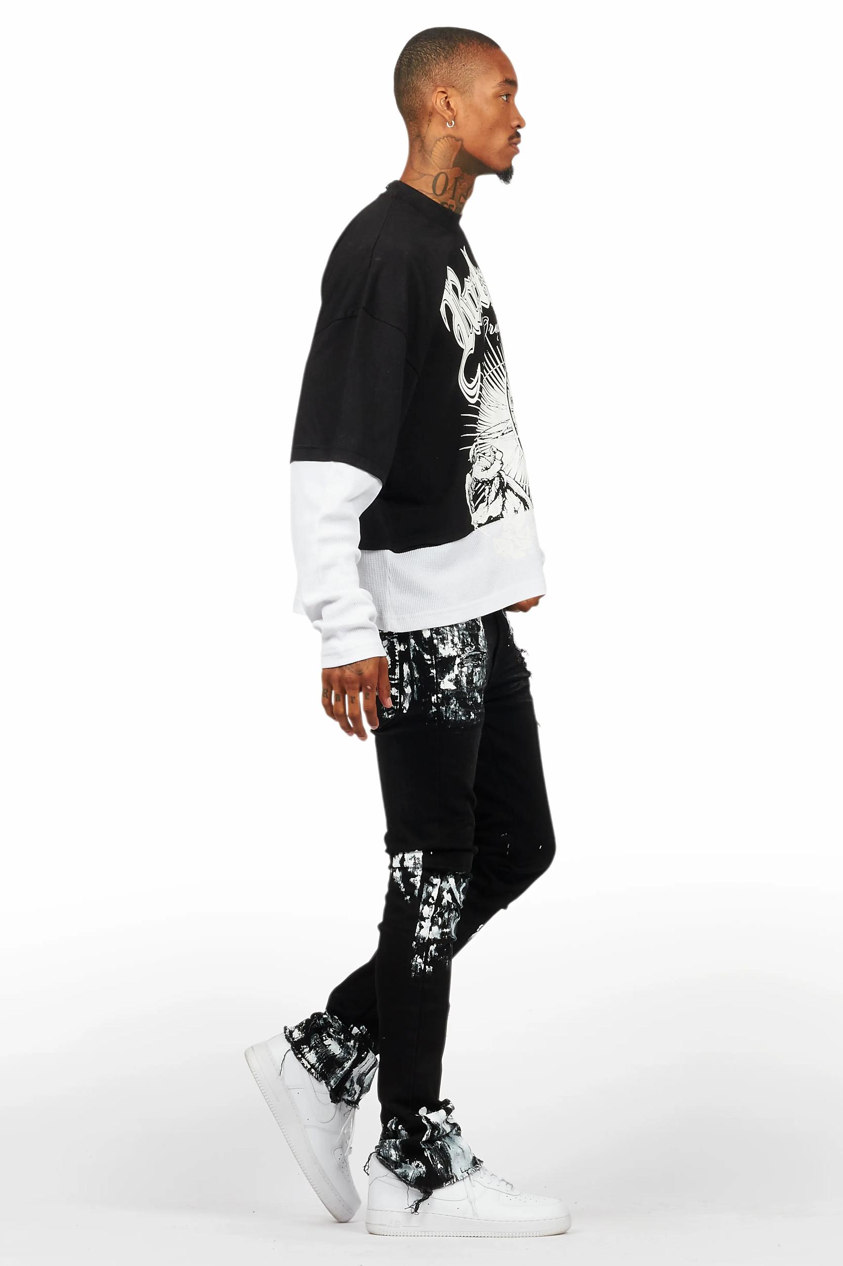 Kodak Black/White Painter Stacked Flare Jean Male Product Image