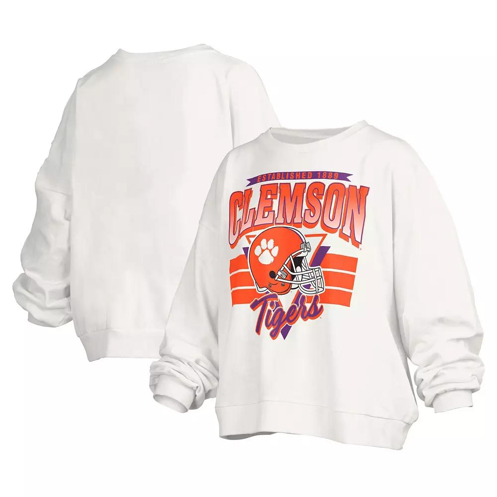 Women's Pressbox White Clemson Tigers Janice Retro Logo Over Product Image