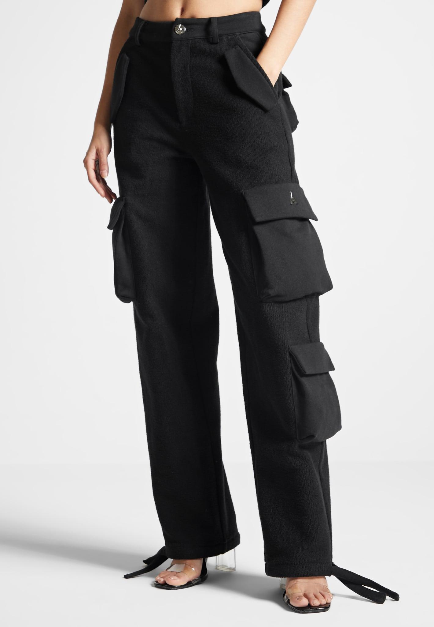 High Waisted Loopback Cargo Pants - Black Female Product Image
