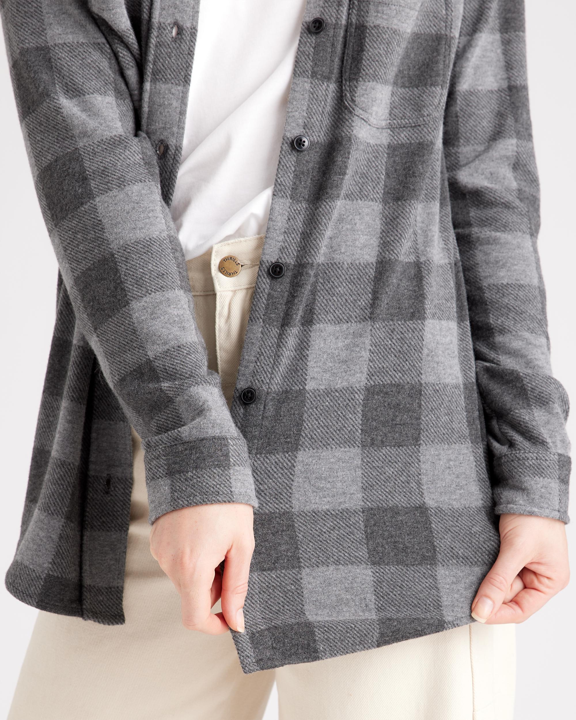 Quince | Women's Stretch Sweater Fleece Shirt in Charcoal, Recycled Polyester Product Image